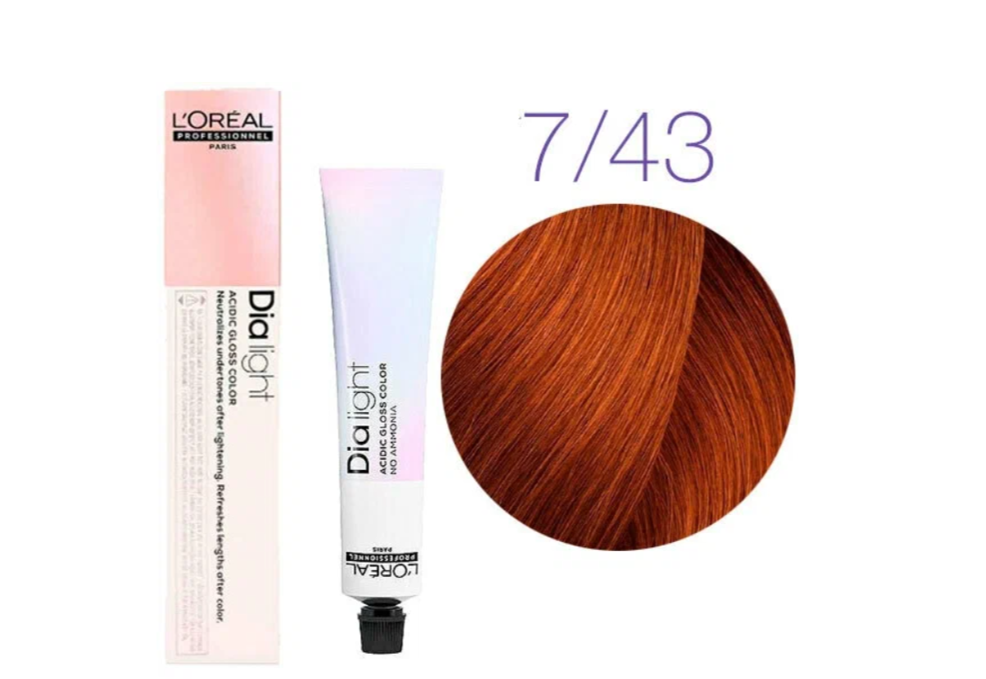 Краска для волос, 7.43 блондин медно-золотистый - L'Oreal Professionnel Dia Light  7.43