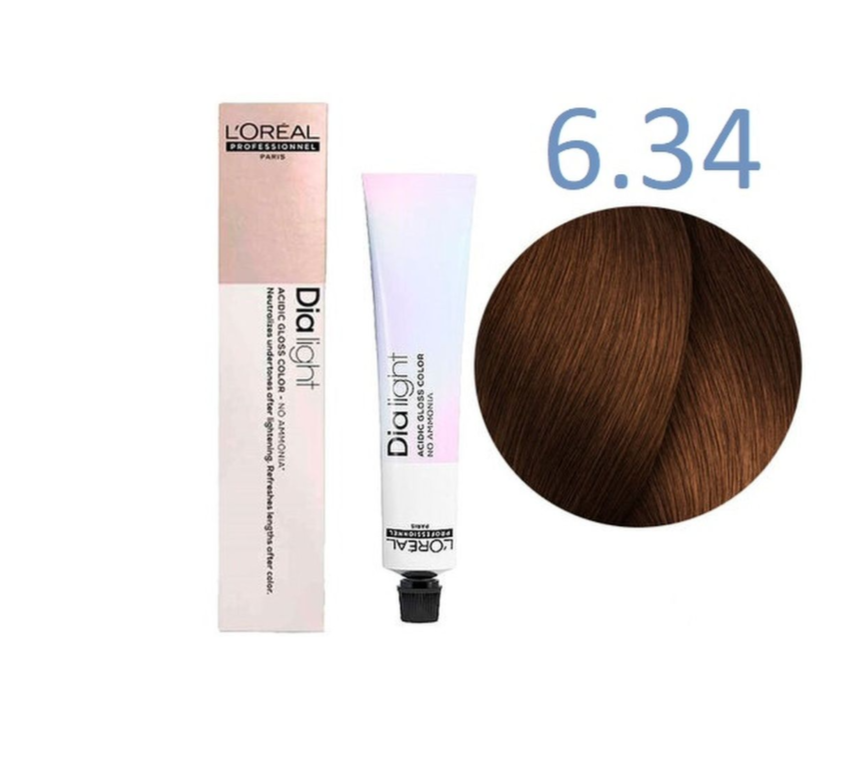 Краска для волос, 6.34 темный блондин золотисто-медный - L'Oreal Professionel Dia Light 6.34