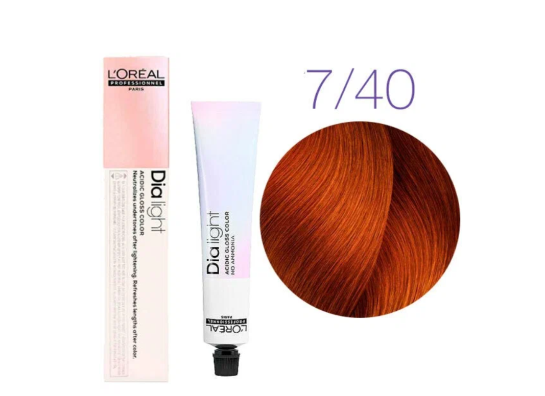 Краска для волос, 7.40 блондин глубокий медный - L'Oreal Professionnel Dia Light 7.40