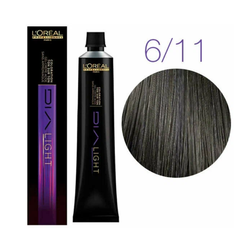 Краска для волос темный блондин глубокий пепельный 6.11 - L'Oreal Professionnel Dia Light  6.11