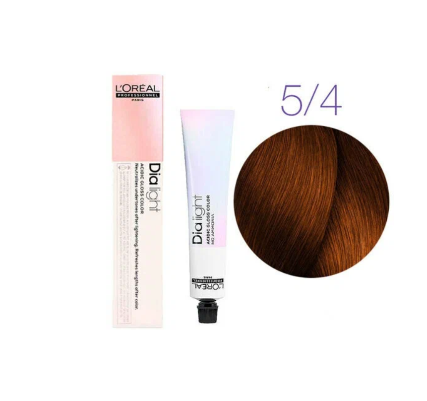 Краска для волос светлый шатен медный  5.4 - L'Oreal Professionnel Dia Light 5.4