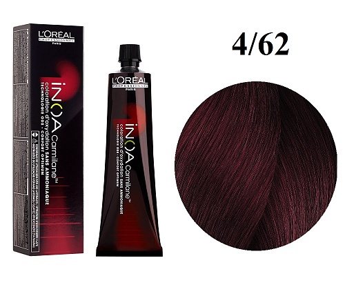 Краска для волос - Loreal Inoa 4.62 (Шатен фиолетово-перламутровый)
