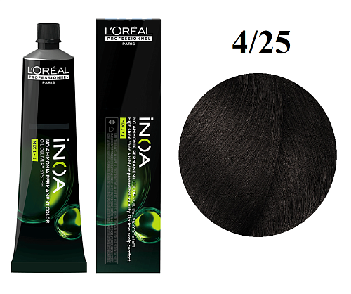 Краска для волос - Loreal Inoa 4.25 (Шатен перламутрово-махагоновый)
