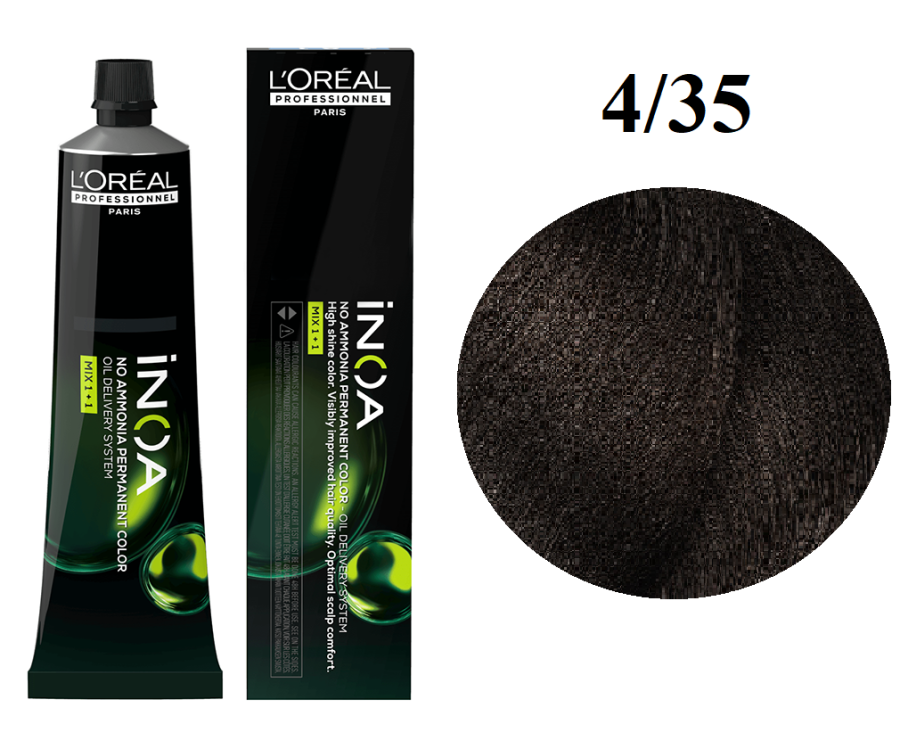 Краска для волос - Loreal Inoa 4.35 (Шатен золотистый махагоновый)