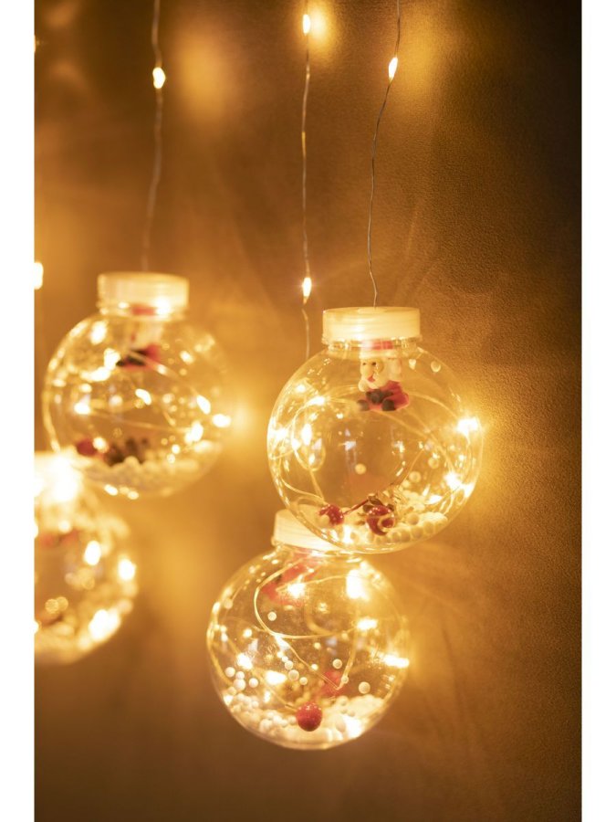 Светодиодная гирлянда шары с дедом морозом, 3 метра (LED wishing ball light string)