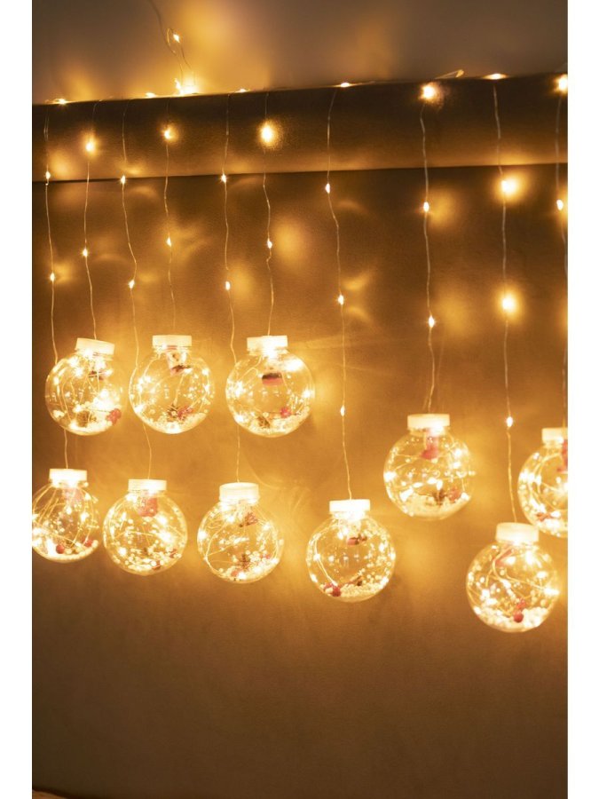 Светодиодная гирлянда шары с дедом морозом, 3 метра (LED wishing ball light string)