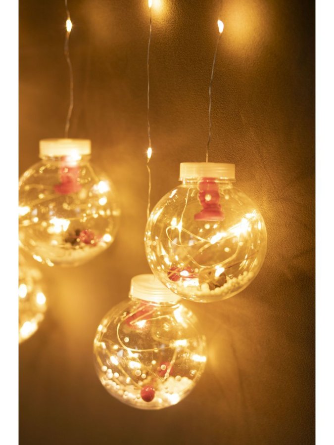 Светодиодная гирлянда шары с дедом морозом, 3 метра (LED wishing ball light string)