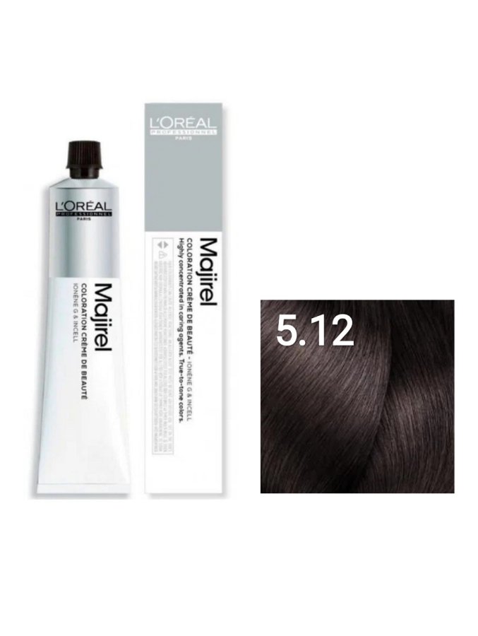 Стойкая крем-краска светлый шатен пепельно-перламутровый - Loreal Professionnel Majirel  5.12