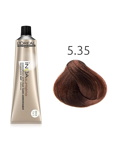 Стойкая крем-краска для волос светлый шатен золотистый красное дерево - Loreal Professionnel Inoa Supreme 5.35